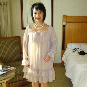 Sheer Ruffle Long Sleeve Dress